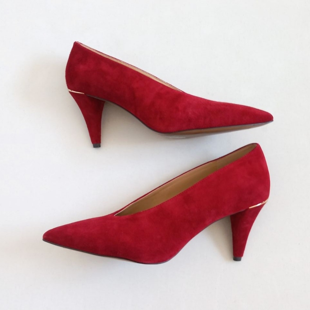Michael Kors maroon suede leather pointed toe spike heels